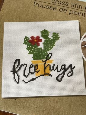 Crafters Square Free Hugs with Cactus Flower Cross Stitch Kit NEW Craft